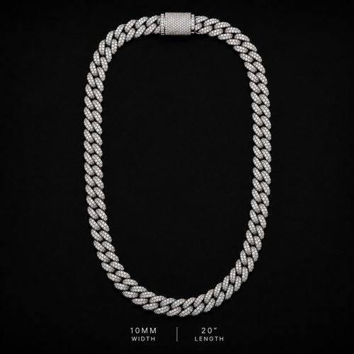 10mm 20 inch moissanite cuban chain necklace in 925 silver by BLACKTHRONE