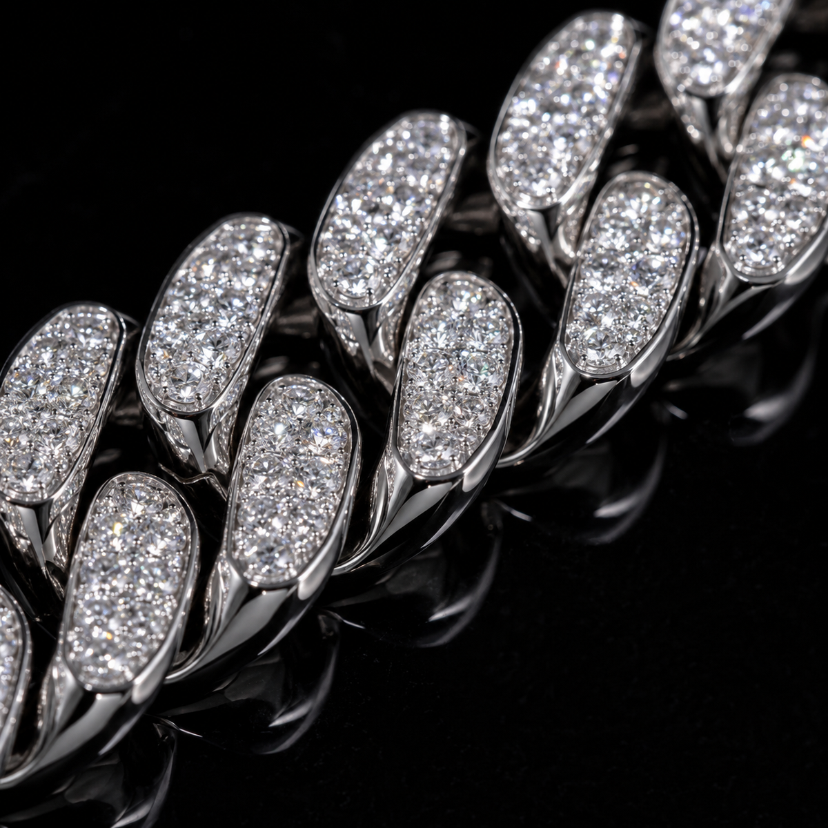 BLACKTHRONE 22 inch 12mm VVS1 moissanite Cuban chain measured with ruler showing true length